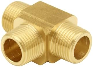 Joywayus 2 Pack 1/4" NPT Male Brass Tee Pipe Fitting Barstock 3-way Adapter