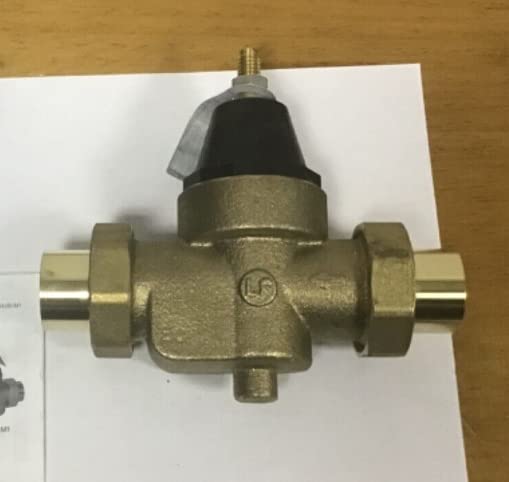 Watts LFN45B Series 3/4" Lead-Free Cast Copper Silicon Alloy Water Pressure Reducing Valve, Double Union Solder Inlet and Outlet, Elastomer Disc, Adjustable Pressure 25 to 75 psi, Maximum 400 psi