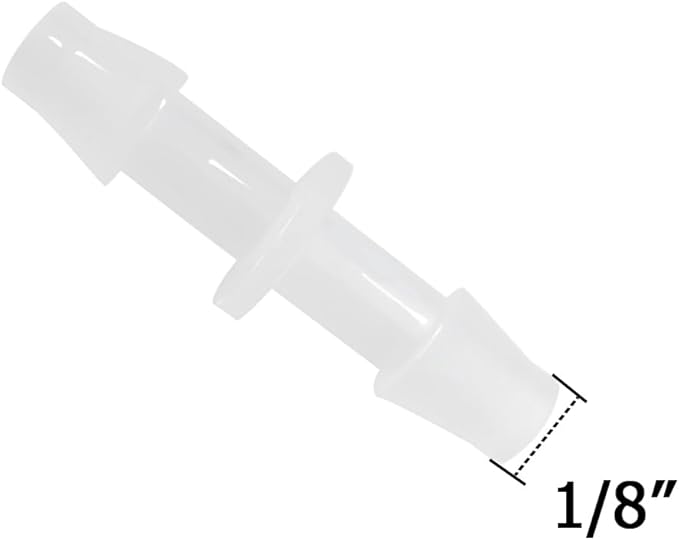 Plastic Hose Barb Fitting 1/8" x 1/8" Pipe Connectors Joint Splicer Mender Adapter Union for Aquarium Household Adapters Fuel Gas Liquid Air (Pack of 10)