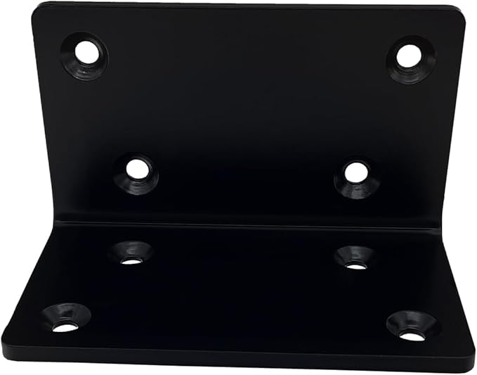 2 Pcs 5" Black Heavy Duty L Right Angle Steel Brackets,90 Degree Metal Corner Countertop Bracket,Countersunk Design Max Load 230LB for Timber Wood Furniture Shelves Support.Thickness 5mm