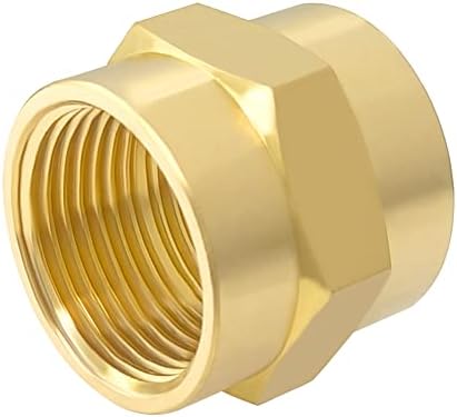 Hooshing 2PCS Brass Coupling Pipe Fitting, 3/4" x 3/4" NPT Female Coupler