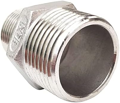 1" x 3/4" Male Hex Nipple Threaded Reducer Connector Pipe Fitting Adapter,Stainless Steel 304 NPT