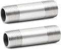 ChillWaves 304 Stainless Steel Pipe Fitting, Nipple Cast Pipe 1/4" NPT Male x 1/4" NPT Male Thread 4" Length(100MM)(2-PACK)