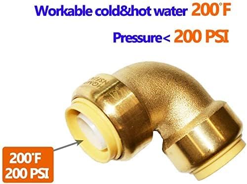 HQMPC Pex Fitting 1" Inch Push Fit Elbow 90-Degree -push to connect elbow Push-to-Connect Plumbing Fitting for Copper, PEX, CPVC (6 Sets, 1")