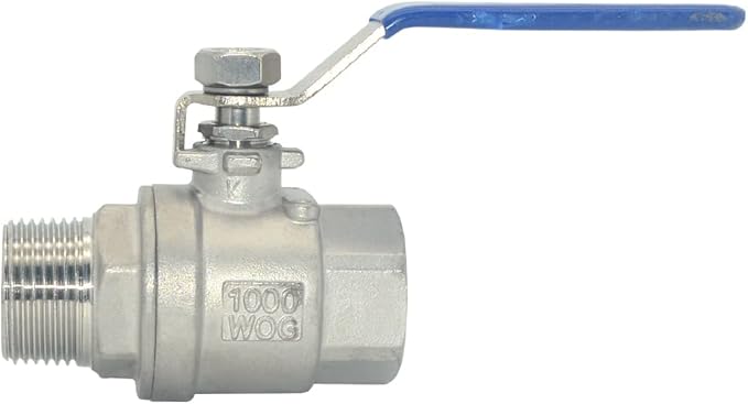 VARMHUS Full Port Ball Valve S304 Stainless Steel 304 Heavy Duty for Water, Oil, and Gas,1000WOG (1")