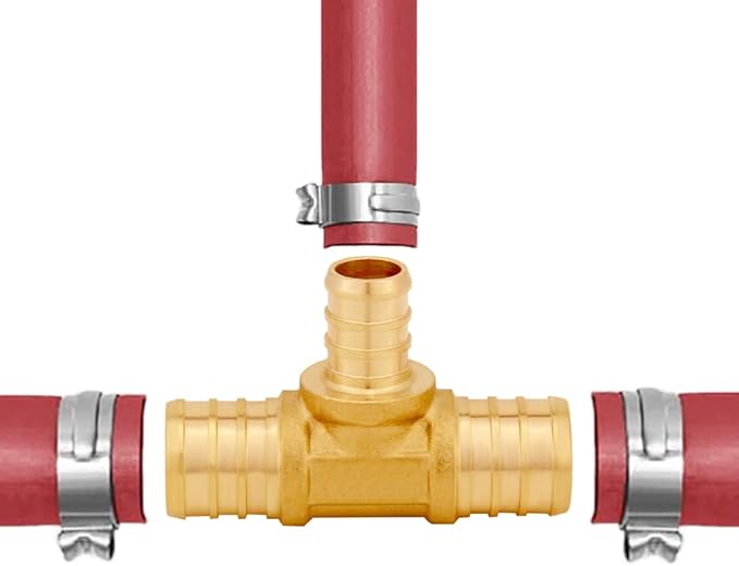 15PCS LF Brass 3/4 to 1/2 Inch PEX Reducer Coupling Barb Crimp Pipe Tube Fitting Kit (5PCS Straight + 5PCS Elbow + 5PCS Tee)