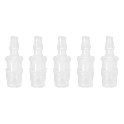 Quickun Plastic Hose Barb Reducer Fitting 1/2" to 1/4" Barbed Reducing Union Adapter Splicer Mender Joint Fitting (Pack of 5)