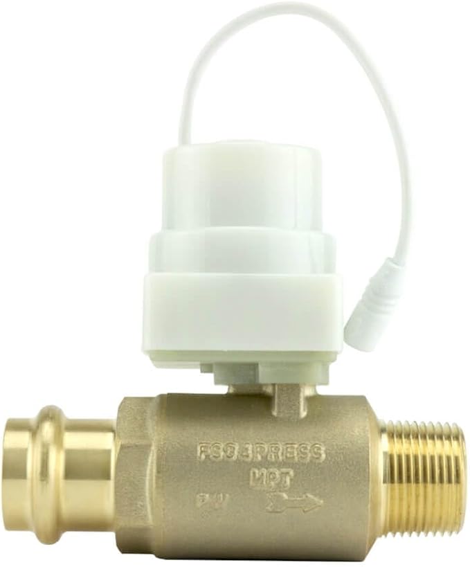 FloodStop Water Heater Leak Detector Kit with Automatic Water Shut-Off and Visual/Audible Alarms, 3/4" Press x MPT