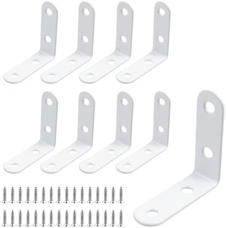 MY MIRONEY 8PCS L Brackets for Shelves White Right Angle Bracket, 2" x 2"