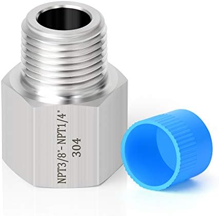 TAISHER 2PCS Forging of 304 Stainless Steel Fitting, Reducer Adapter, 1/4-Inch Male Pipe x 3/8-Inch Female Pipe