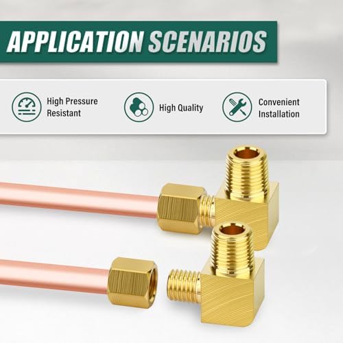 10PCS Brass 90 Degree Elbow Compression, 1/8" OD x 1/8" NPT Male
