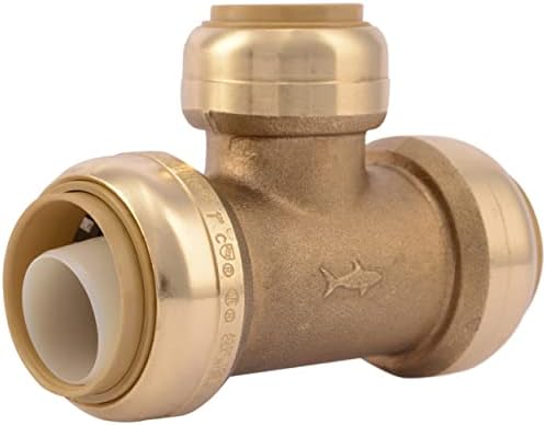 SharkBite 1 Inch x 1 Inch x 3/4 Inch Reducing Tee, Push to Connect Brass Plumbing Fitting, PEX Pipe, Copper, CPVC, PE-RT, HDPE, U416LFA