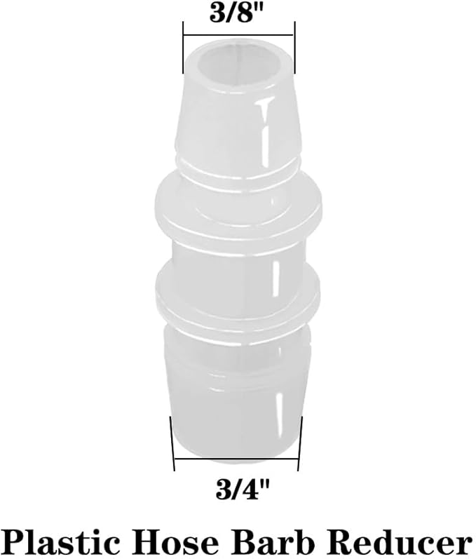 3/4" to 3/8" Hose Barb Reducer Pipe Fittings Adapter, Plastic Joint connector Splicer Mender for Aquarium Household Transport Fuel Gas Liquid Air (Pack of 4)