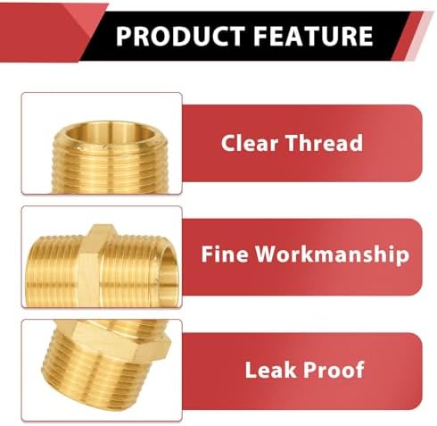 20Pcs EFIELD Hex Nipple 1"x 1"NPT Male Brass Pipe Fitting(NPT015-20)