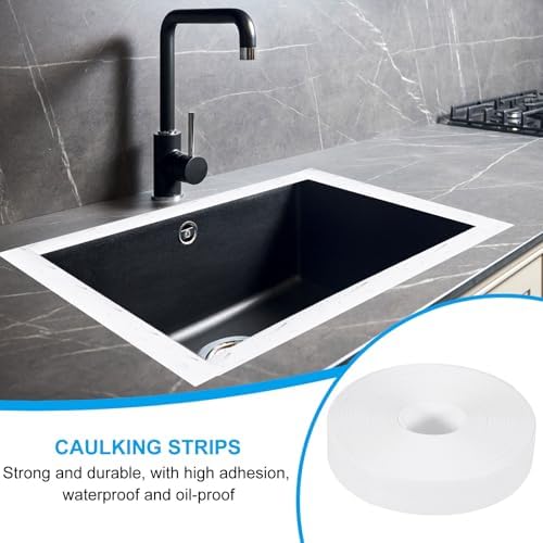 PATIKIL Caulk Tape 0.9" x 33 Ft, Self Adhesive Sealing Tape Waterproof Toilet Tub Caulk Sealant Strip Sealing Trim for Kitchen Bathroom Toilet Bathtub Sink Countertop, White