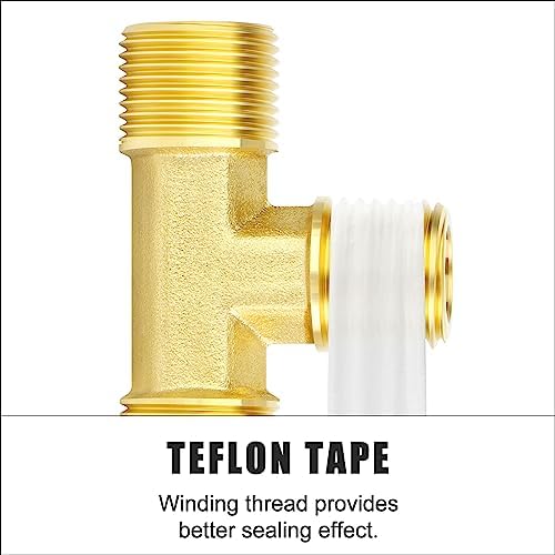 GASHER 5PCS Brass Compression Tube Pipe Fitting Connector, Tee，3/8" x 3/8" x 3/8" Tube OD Connector