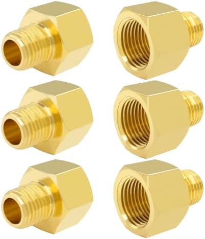 Hooshing 6PCS Brass Pipe Fitting 1/2" NPT Female to 3/8" NPT Male Reducer