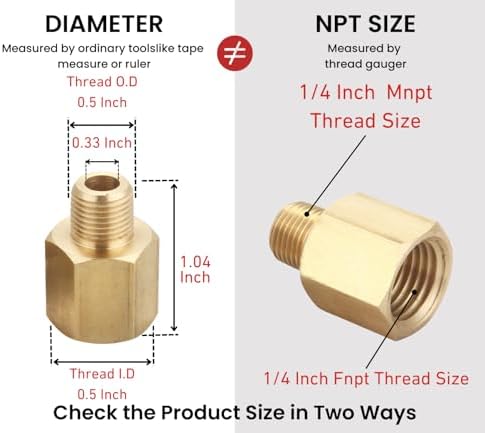 1/4 Inch NPT Male to Female