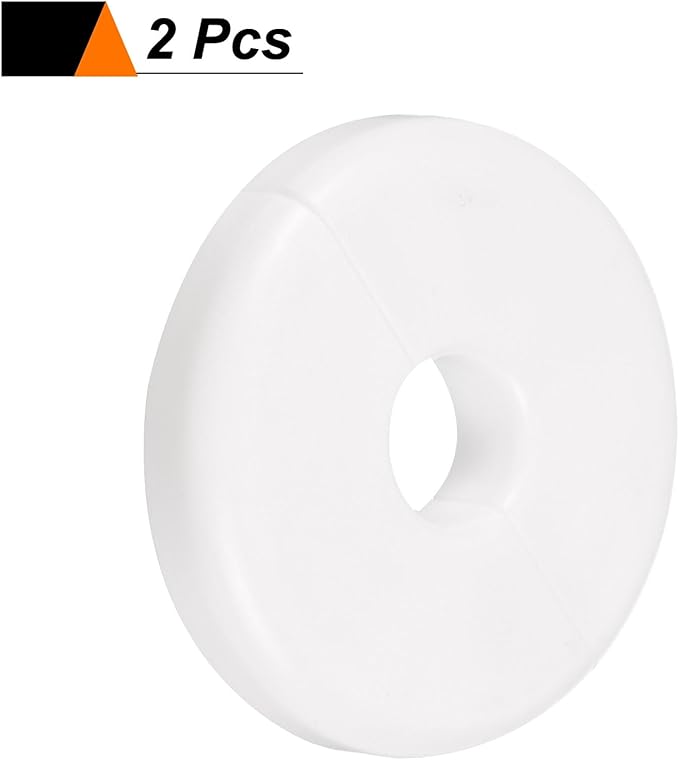 HARFINGTON 2pcs Wall Split Flange 16.5mm/0.6" Self-Adhesive Plumbing Cover Plates ABS Plastic Round Escutcheon Plate Buckle Design for Water Pipe Bathroom Kitchen Decoration, White