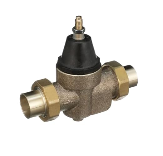 Watts LFN45B Series 3/4" Lead-Free Cast Copper Silicon Alloy Water Pressure Reducing Valve, Double Union Solder Inlet and Outlet, Elastomer Disc, Adjustable Pressure 25 to 75 psi, Maximum 400 psi