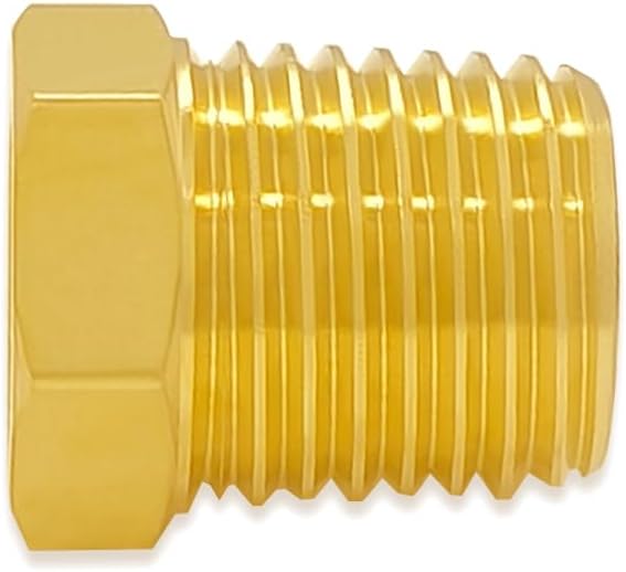Hooshing 6PCS 1/4" NPT Male to 1/8" NPT Female Brass Reducer Hex Bushing Brass Fitting Pipe Tube Convert Adapter
