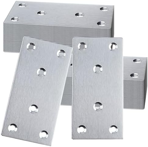 50PCS Flat Metal Brackets, 4" 304 Stainless Steel Mending Plates