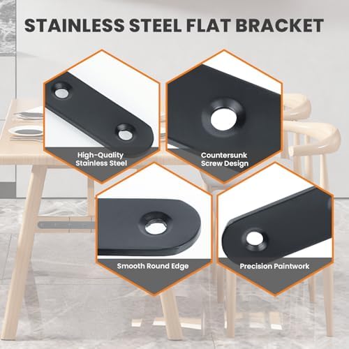 Alise Flat Bracket ,6-1/5in Black Mending Plate Flat Brace for Wood Shelves