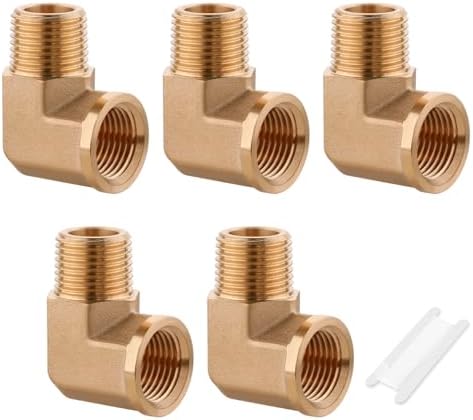 5Pcs Brass Pipe Fittings 90 Degree Street Elbow,1/2" x 1/2"