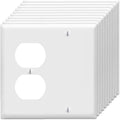 Duplex Receptacle Outlet/Blank Device Wall Plates 2-Gang Switch Electrical Cover Plate Unbreakable Thermoplastic Faceplate for Light Receptacle Outlet Switch, White (10 Pack)