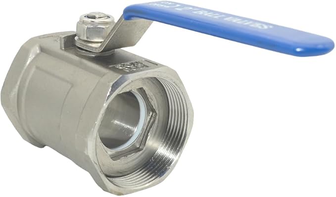 VARMHUS 2PCS 2" Stainless Steel 304 Ball Valve 1Pc Type NPT Female Threaded with Heavy Duty Blue Vinyl Insulation Handle,CF8M Ristricted Flow,1000 WOG (2PCS 2")