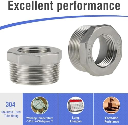 stainless steel hex bushing npt 2 to npt 1-1/2 threaded reducer