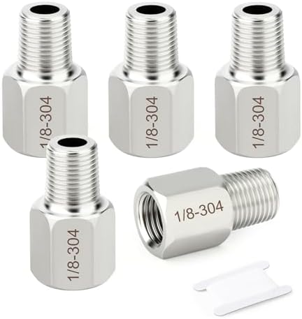 TAISHER 5PCS 304 Stainless Steel Pipe Fitting, New Reducer Adapter, 1/8" NPT Male x 1/8" NPT Female, Reducing Pipe Adapter Fitting