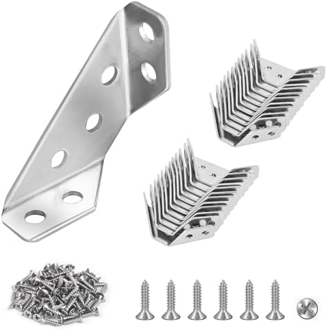 PlusRoc 24-Pack Stainless Steel Corner Brackets for Wood