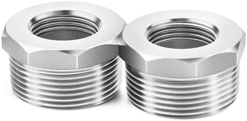 ChillWaves 304 Stainless Steel Pipe Fitting, Reducer Hex Bushing 1-1/2" NPT Male x 1" NPT Female Thread Adapter(2-PACK)
