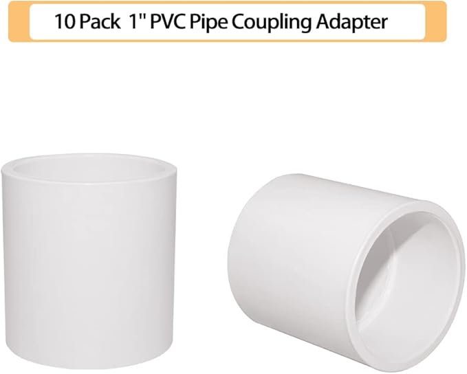 10PCS 1" PVC Pipe Fitting Coupling Connector Adapter Pipe Fitting Slip (Socket x Socket) Schedule 40 White Color