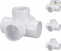 6 Pack 1 1/2" SCH40 PVC Elbow Pipe Fitting, 5-Way PVC Elbow Corner Side Outlet Cross Fitting, Furniture Grade Pipe Connectors for DIY Project, Pond Protection, Socket x Socket