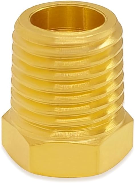 Hooshing 6PCS Brass Reducer Hex Bushing 3/8" NPT Male to 1/8" NPT Female Thread Pipe Fitting Hose Tube Convert Adapter