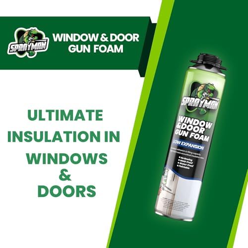 Sprayman Window & Door Expanding Spray Foam - (1x24oz) Low Expansion Polyurethane Spray Foam for Doors, Windows & Walls, Gun Use & Reuseable, Gun&Cleaner NOT Included - 1 Pack