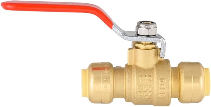 (Pack of 2) EFIELD 1/2 Inch Push-Fit Full Port Ball Valve with Drain, Disconnect Clip Tool, UPC Certified, LF Brass Made,(PF-VALVE068-2PCS)