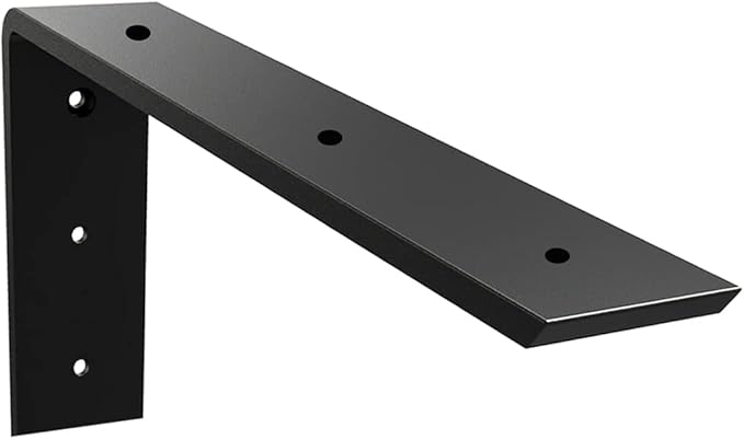 WINKER Countertop Support Bracket 1 Pack Heavy Duty 3/8" Thick Hidden L Shelf Bracket 12" x 6" x 2.5" Metal Corbels for Quartz/Granite/Wood/Concrete/Laminate Countertops, Black