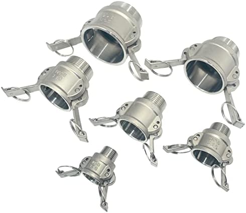 VARMHUS Male Pipe Threads x 1-1/2" Type B Trash Pump Adapter Female Camlock,Type B Hose Fitting,Stainless Steel 316