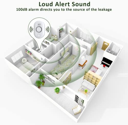 Water Leak Detector Sensor Alarm: Water Flooding Monitor for Home Adjustable Wet Moisture Alert Smart Sink Overflow Monitoring Pipe Leakage Drip Detection Warning for Basement Floor (5*Sensor)
