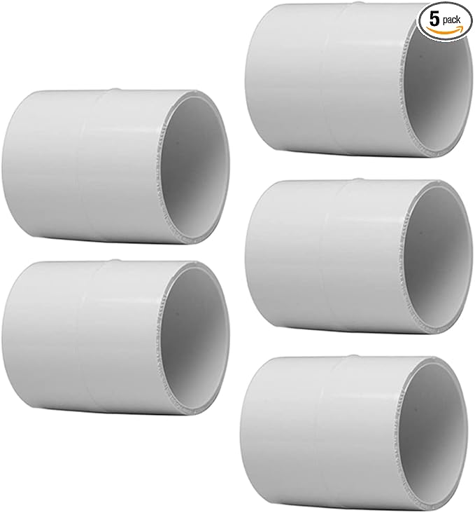 5PCS 2" PVC Pipe Fitting Coupling Connector Adapter Pipe Fitting Slip (Socket x Socket) Schedule 40 White Color