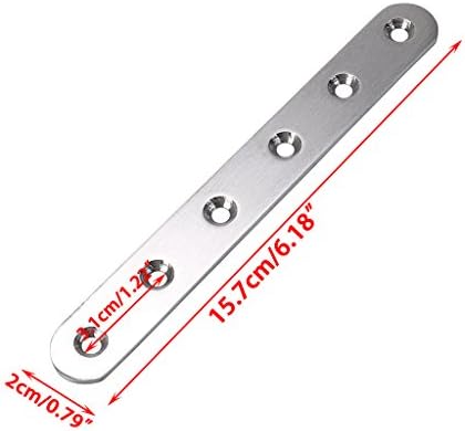 Sumnacon 8 Pcs Stainless Steel Flat Plates - 6 Inch Heavy Duty Mending Plate Straight Corner Brace Brackets Connector Furniture Repair Fixing Joint with Screws, Silver