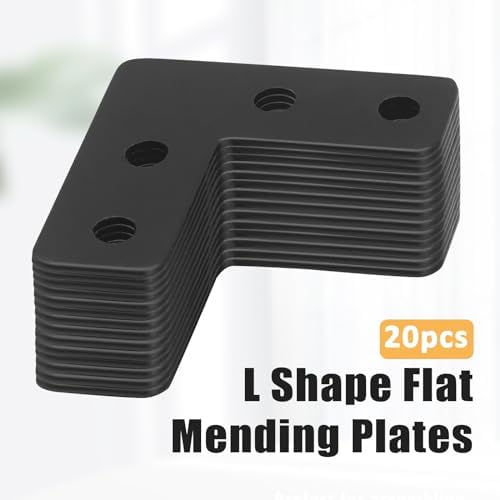 Zorfeter Flat Corner Brace, 40x40mm/1.57"x1.57", Black, 20 Pcs