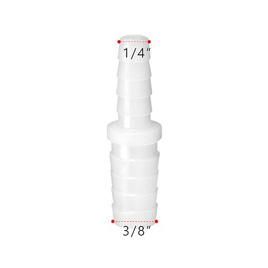 Quickun Plastic Hose Barb Reducer Fitting 3/8" to 1/4" Barbed Reducing Union Adapter Splicer Mender Joint Fitting (Pack of 2)