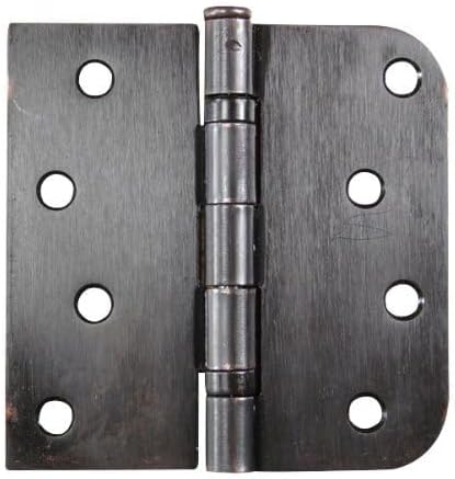 Hinge Outlet 4 Inch with 5/8 Inch Square Radius Ball Bearing Door Hinges, Heavy-Duty Steel, Removable Pin (Oil Rubbed Bronze, 2 Pack)