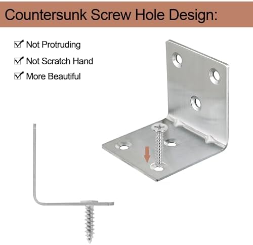 30 Pack Angle Brackets, 1.5" x 1.5" Silver Heavy Duty Stainless Steel Corner Brace, L Shaped Shelf Bracket 90 Degree Corner Bracket for Wood Furniture Cabinets Shelves