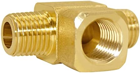 Joywayus Brass Tee Pipe Fitting 1/4" NPT Male-Female-Male 3-way Adapter