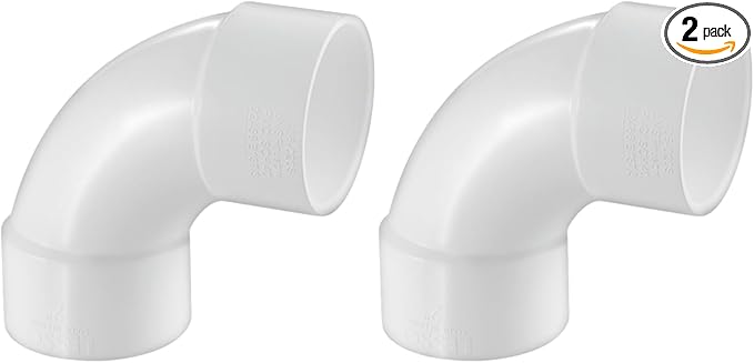2 Pack PVC Pipe Fitting 2 Inch - 90° Sweep Elbow - LESSO 2" (SOC × SOC) High-Flow Capacity Plumbing Pool Systems, SCH 40